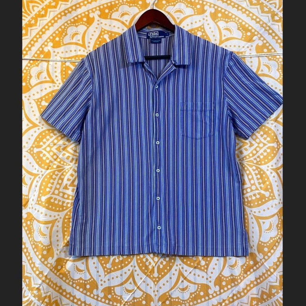 Vintage 1980s Polo By Ralph Pima Cotton Button Up Collared Shirt - Large Woman's